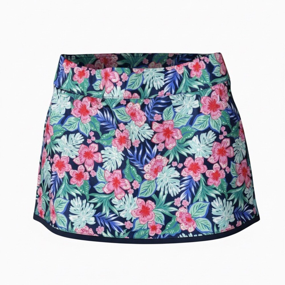 Stella Parker Sport Swim Skort Womens Size M Tropical Floral Navy Blue